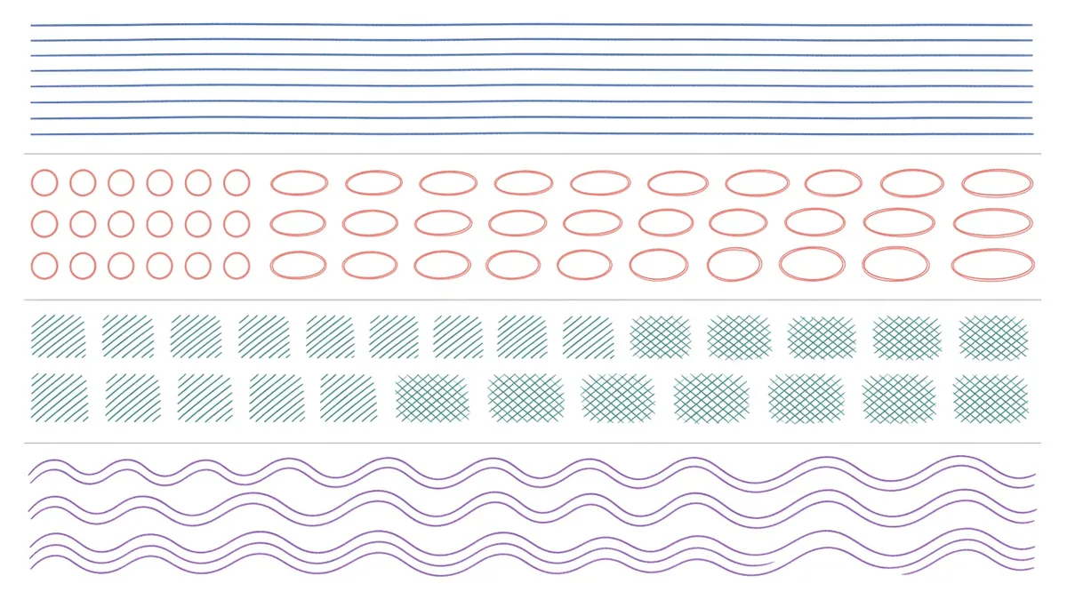 Digitale Leinwand mit Grafiktablett Übungen: Linien, Kreise, Ellipsen, Schraffuren und Wellenlinien
