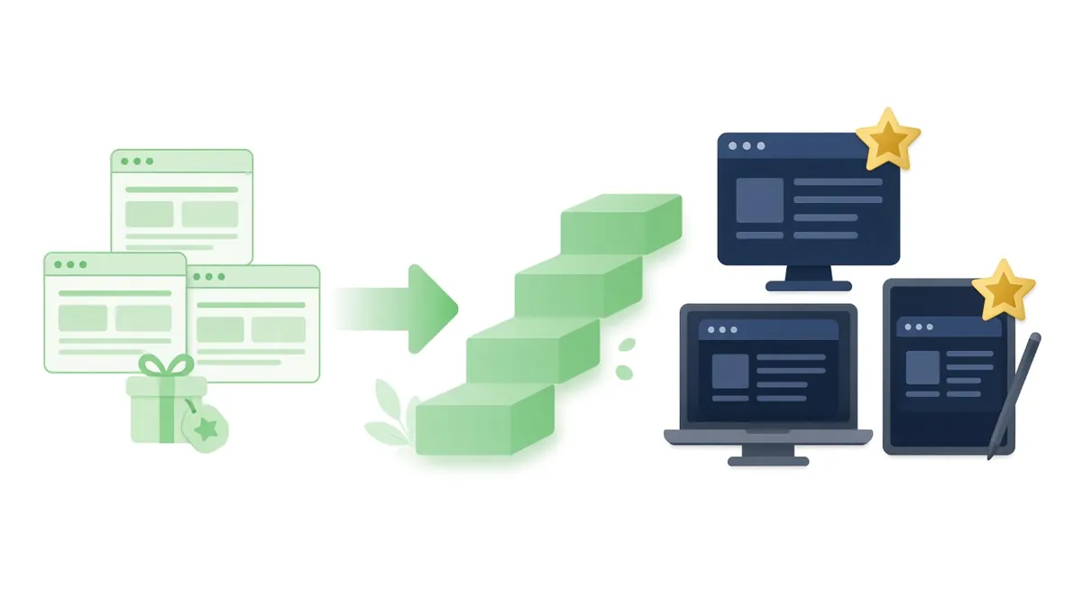 Grafik Upgrade-Pfad: vom kostenlosen Zeichenprogramm über Stufen zu kostenpflichtigen Profi-Programmen